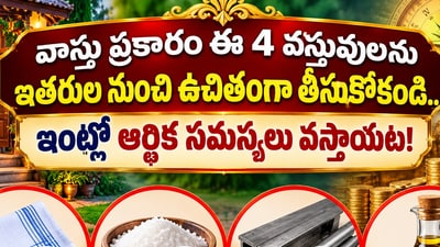 వాస్తు ప్రకారం ఈ 4 వస్తువులను ఇతరుల నుంచి ఉచితంగా తీసుకోకండి.. ఇంట్లో ఆర్థిక సమస్యలు వస్తాయట! వాస్తు ప్రకారం ఈ 4 వస్తువులను ఇతరుల నుంచి ఉచితంగా తీసుకోకండి.. ఇంట్లో ఆర్థిక సమస్యలు వస్తాయట!