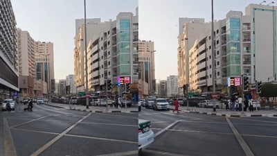 An Indian man highlighted Dubai’s civic sense as drivers waited patiently instead of blocking an intersection. (Instagram/imabhi) An Indian man highlighted Dubai’s civic sense as drivers waited patiently instead of blocking an intersection. (Instagram/imabhi)