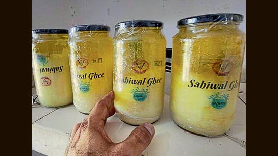 Clarified butter for sale in Ludhiana on Monday. (Gurpreet Singh/ht)