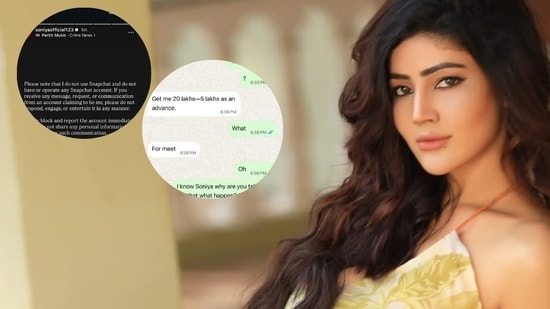 Former Bigg Boss contestant and actor Soniya Bansal addresses cyber impersonation. (Inset: Screenshots shared from her Instagram story and the fake chat conversation)