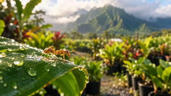 The little fire ant, an invasive pest in Hawaii since 1999, is difficult to control due to its unicolonial nature.