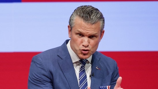 US Secretary of War Pete Hegseth gives a State of the Force address at Marine Corps Base Quantico on September 30.
