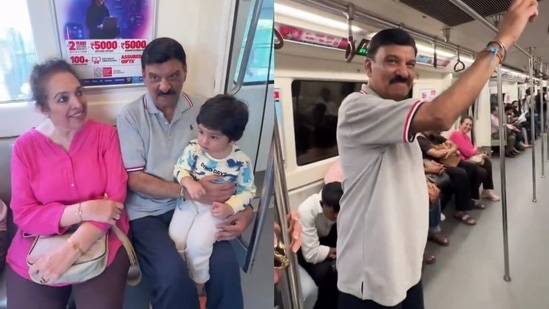 Shammi Narang took his grandson on his first Delhi Metro ride. (X/@iamshamminarang)