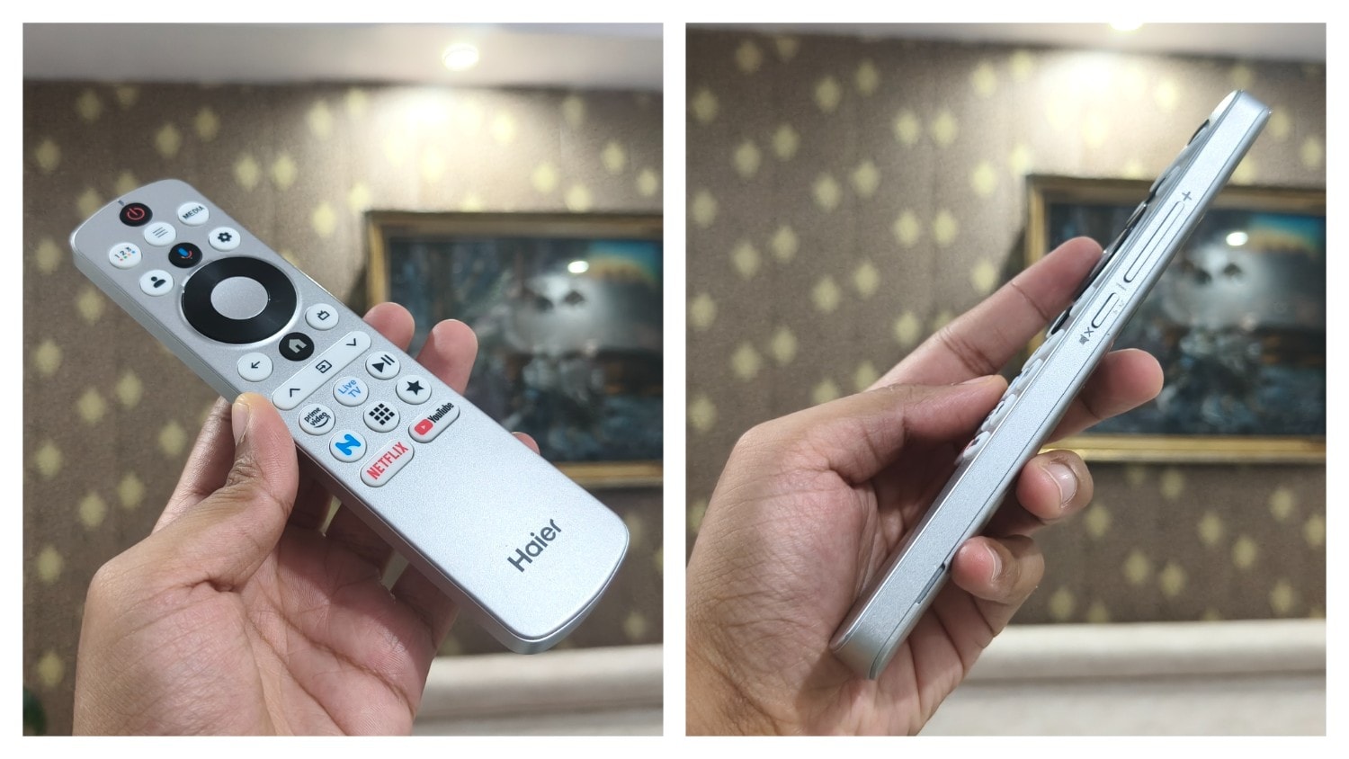 The remote feels premium and tactile, but its button placement can be awkward for smaller hands. (Shubh Bhushan - Hindustan Times) The remote feels premium and tactile, but its button placement can be awkward for smaller hands. (Shubh Bhushan - Hindustan Times)