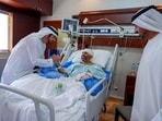 Abu Dhabi [UAE], Oct 03 (ANI): Dubai Crown Prince and UAE Deputy Prime Minister Hamdan bin Mohammed Al Maktoum inquires about the health of Captain Smit Machchhar, who saved hundreds of lives aboard a flydubai flight to Tel Aviv, in Abu Dhabi on Saturday. The pilot is undergoing treatment for injuries sustained in a mid-air attack. (@HamdanMohammed X)