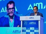 New Delhi: Former G20 Sherpa Amitabh Kant addresses the gathering during AIMA's 53rd National Management Convention, in New Delhi, Monday, Sept. 21, 2026. (PTI Photo) (PTI09_21_2026_000243B)