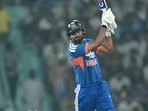 Shreyas Iyer slams his 11th T20I fifty. Shreyas Iyer slams his 11th T20I fifty.