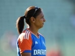 India's Harmanpreet Kaur during the warm up before the match