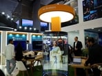 An AI avatar demonstration at the Amazon Web Services (AWS) exhibitor stall at the India Mobile Congress 2025 at Yashobhoomi, a convention and expo center in New Delhi, India, October 8, 2025. (REUTERS File)
