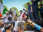 New Delhi, India - Oct. 6, 2026: Congress leaders Priyanka Gandhi Vadra and Rahul Gandhi, along with other INDIA bloc MPs, take part in a protest march from Parliament House towards the Election Commission of India (ECI) headquarters in New Delhi.