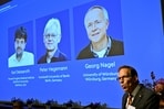 Matthias Prigge, a member of Peter Hegemann's team, speaks to journalists in Hegemann's laboratory after Hegemann, a professor at Humboldt University of Berlin, was awarded the Nobel Prize in medicine, in Berlin, Germany, October 5, 2026. 