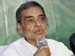 Rashtriya Lok Morcha president Upendra Kushwaha addressing. (Santosh Kumar/ HT Photo)