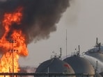 Flames burn at a facility belonging to Saudi oil giant Aramco south of Riyadh.(AFP/ Representational)