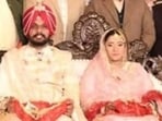 Sirhind Market Committee chairman Amarinder Singh and his bride Manwinder Kaur at their wedding on February 10, 2026.