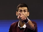 Serbia's Novak Djokovic reacts during his semi final match against Russia's Daniil Medvedev (REUTERS)