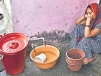  Residents are collecting water from a tap as the Thane Municipal Corporation has appealed to citizens to conserve water in view of the rapidly declining water levels.