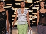 Bhavitha Mandava, Lakshmi Menon, and Mona Bhujel walk for Chanel in Paris. 