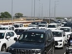 From India Gate and Connaught Place to Parliament Street and Jantar Mantar, bumper-to-bumper traffic built up on several stretches, with vehicles inching forward amid diversions and intermittent stoppages. 