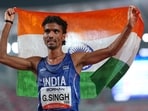 India's Gulveer Singh after his third-place finish in the men's 5000m final at the Asian Games. (PTI)