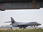 A U.S. Air Force B-1 Lancer bomber on the tarmac at RAF Fairford base in England on Sept. 27.