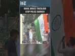 INDIA Bloc Protest: Rahul Gandhi Climbs Police Barrier Holding Tricolour  | HT India