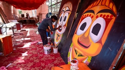 Gram it: The countdown to Ramlila has begun in Noida, with artists putting the finishing touches on the colourful stage at Ramlila Ground in Sector 21A. The event will be held from October 11 to October 21, 2026, with the coronation of Lord Ram marking its conclusion. The burning of Ravana's effigy, marking the culmination of the Dussehra celebrations, will take place on October 20, 2026, in Noida. (Photo: Sunil Ghosh/HT)