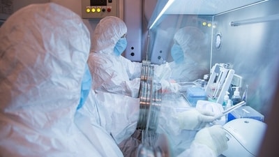 This undated photo released in 2019 by the Irkutsk Anti-Plague Research Institute of Siberia and Far East, shows the institute workers in a lab. (The Irkutsk Anti-Plague Research) This undated photo released in 2019 by the Irkutsk Anti-Plague Research Institute of Siberia and Far East, shows the institute workers in a lab. (The Irkutsk Anti-Plague Research)