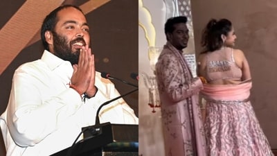 Atlee's wife, Priya, wore a choli with 'Anant's Brigade' embroidered on it to Anant Ambani's wedding. (PTI)