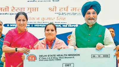 Delhi CM Rekha Gupta and lieutenant governor Taranjit Singh Sandhu at the ASHA Samman Samaroh event on Tuesday. (HT Photo) Delhi CM Rekha Gupta and lieutenant governor Taranjit Singh Sandhu at the ASHA Samman Samaroh event on Tuesday. (HT Photo)