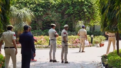 Around 4,000 personnel from the Delhi Police and Central Armed Police Forces have been deployed across New Delhi district . (PTI)