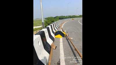 Exposed railings seen on mahipalpur flyover in September. Exposed railings seen on mahipalpur flyover in September.