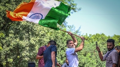 Rahul joined the march from the Parliament House complex. (HT Photo/ Sanchit Khanna) Rahul joined the march from the Parliament House complex. (HT Photo/ Sanchit Khanna)
