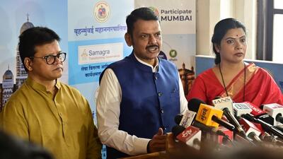 Mumbai, India - Oct. 6, 2026: Maharashtra Chief Minister Devendra Fadnavis during the launch of the BMC’s ‘Participate Mumbai’ initiative and signing of an MoU with governance advisory organisation Samagra. The platform will feature more than 450 civic projects, allowing corporates, NGOs and citizens to contribute through CSR, technology, equipment, skills and volunteers, at BMC head Office in Mumbai, India, on Tuesday, October 6, 2026. (Photo by Anshuman Poyrekar/Hindustan Times) (Anshuman Poyrekar/HT Photo) Mumbai, India - Oct. 6, 2026: Maharashtra Chief Minister Devendra Fadnavis during the launch of the BMC’s ‘Participate Mumbai’ initiative and signing of an MoU with governance advisory organisation Samagra. The platform will feature more than 450 civic projects, allowing corporates, NGOs and citizens to contribute through CSR, technology, equipment, skills and volunteers, at BMC head Office in Mumbai, India, on Tuesday, October 6, 2026. (Photo by Anshuman Poyrekar/Hindustan Times) (Anshuman Poyrekar/HT Photo)
