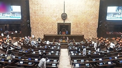 Proceedings of the Rajya Sabha get adjourned during the Monsoon Session of the Parliament. (Sansad TV) Proceedings of the Rajya Sabha get adjourned during the Monsoon Session of the Parliament. (Sansad TV)