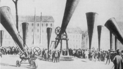 Hail cannons have been used in European vineyards for centuries. (Courtesy: Wikimedia Commons)