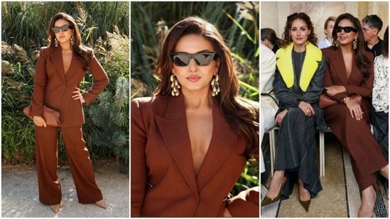 Actor Huma Qureshi proved that power dressing in 2026 isn’t about playing safe in black — it’s about owning brown with confidence. (Instagram/ Huma Qureshi and Iyan Amjad)