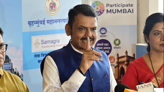 Mumbai, India - Oct. 6, 2026: Maharashtra Chief Minister Devendra Fadnavis during the launch of the BMC’s ‘Participate Mumbai’ initiative and signing of an MoU with governance advisory organisation Samagra. (Anshuman Poyrekar/HT Photo)