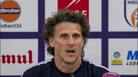Uruguay's head coach Diego Forlan during a press conference ahead of the international friendly against India. (PTI)