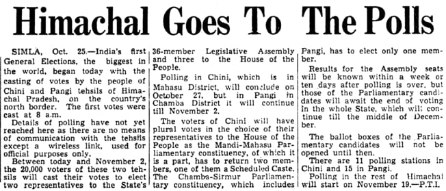 Mountainous states went to polls earlier than others, in October 1951. (HT Archive)