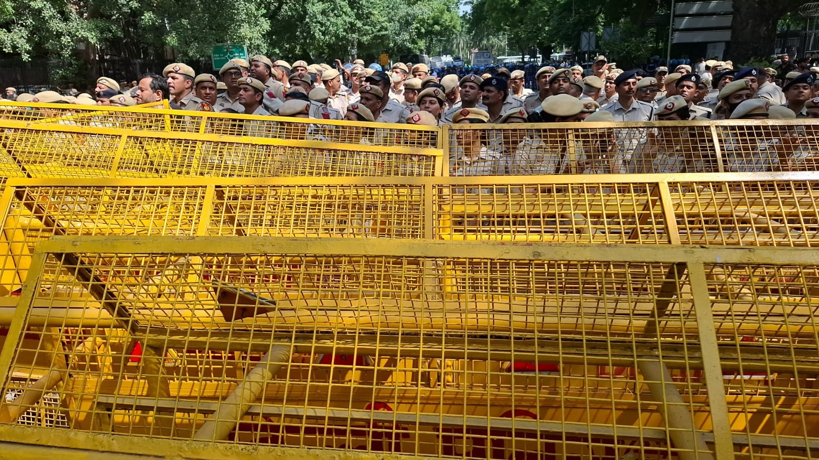 Barricades in front of Niti Aayog (HT photo)