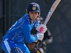 India's Smriti Shriniwas Mandhana bats during the women's gold medal T20 cricket game between India and Sri Lanka at the Asian Games