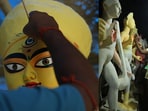 With puja committees all set to deck the Durga Puja pandals. here's a peek into artisans at workshops in Delhi-NCR who spend weeks, sometimes months, shaping and perfecting idols to be kept at the pandals. (Photos: Manoj Verma/HT)
