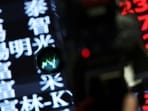 The TAIEX index is pictured through a camera viewfinder at the Taiwan Stock Exchange in Taipei, Taiwan April 21, 2026. 