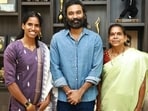 Dhanush meets Vithya Ramraj after her three-medal Asian Games haul.