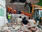 Eight people, including a three-year-old child, have been rescued. Some people are still feared to be trapped under the debris.(HT photo )