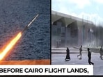 Yemen’s government says Houthi missiles and drones attacked Aden airport, forcing an incoming Cairo flight to divert to Jeddah after a missile landed near the runway. 