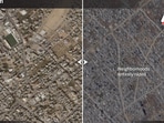 Satellite imaged of Rafah, three years apart.