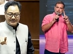 Union parliamentary affairs minister Kiren Rijiju and LoP Rahul Gandhi.