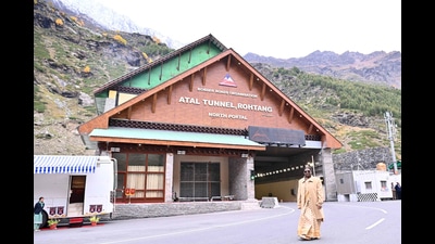 President Droupadi Murmu visits the Atal Tunnel at Rohtang, in Lahaul and Spiti district. (Aqil Khan /HT) President Droupadi Murmu visits the Atal Tunnel at Rohtang, in Lahaul and Spiti district. (Aqil Khan /HT)