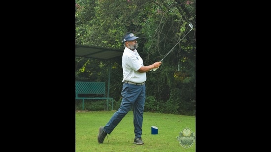 Simran Gujral of TAC Eagles in action on the third day of the tournament at Chandigarh Golf Club on Wednesday . (HT Photo)